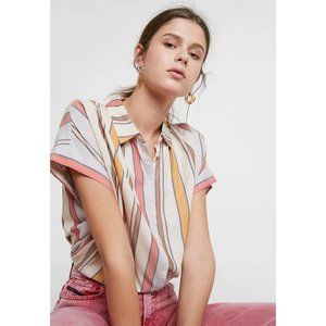 Madewell Central Shirt in Daley Stripe Size Medium Oversized Fit Drapey